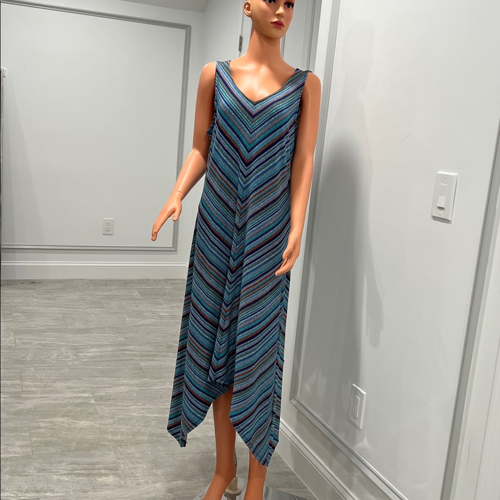 Apt. 9 Asymmetrical Chevron Dress in Blue and Green